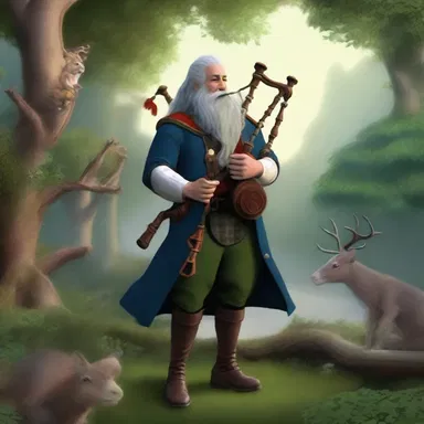 In the magical kingdom of Zephyria, the royal bard skirled the bagpipes to announce the arrival of the enchanted creatures.