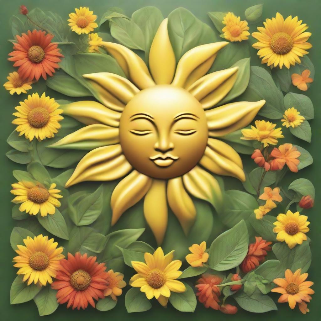 Create an inspirational image conveying the message of growth and resilience in the face of adversity, symbolized through the cycle of sun and rain nurturing a lush garden.