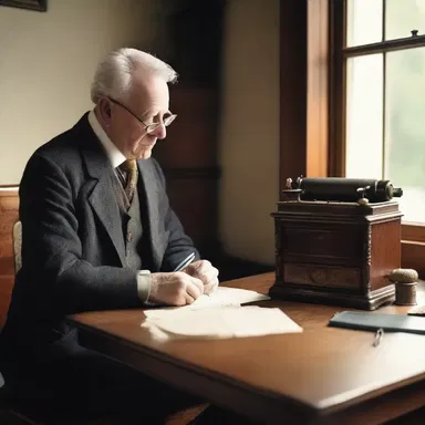 As he sat at the antique desk, he used the manifold to write a love letter, producing multiple copies to send to his beloved.