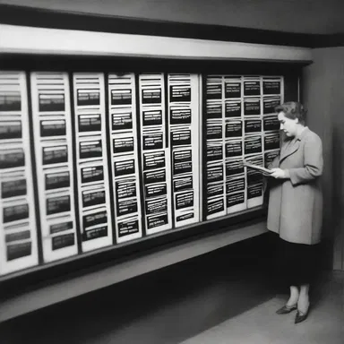 In the old movie theater, the secretary diligently typed the movie schedule on the manifold, creating copies to distribute to the patrons.