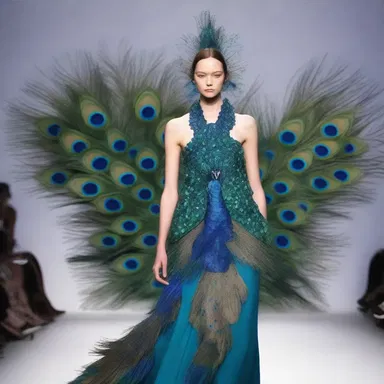 The fashion designer incorporated a totem of a peacock into her runway collection.