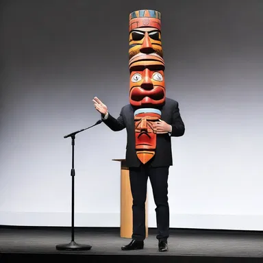 The comedian made a funny joke about a totem, which brought laughter to the entire audience.