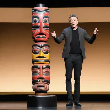 The comedian made a funny joke about a totem, which brought laughter to the entire audience.
