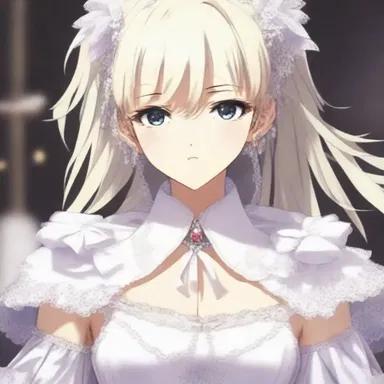 The character in the anime wore a stunning white rabato collar with delicate lace patterns.