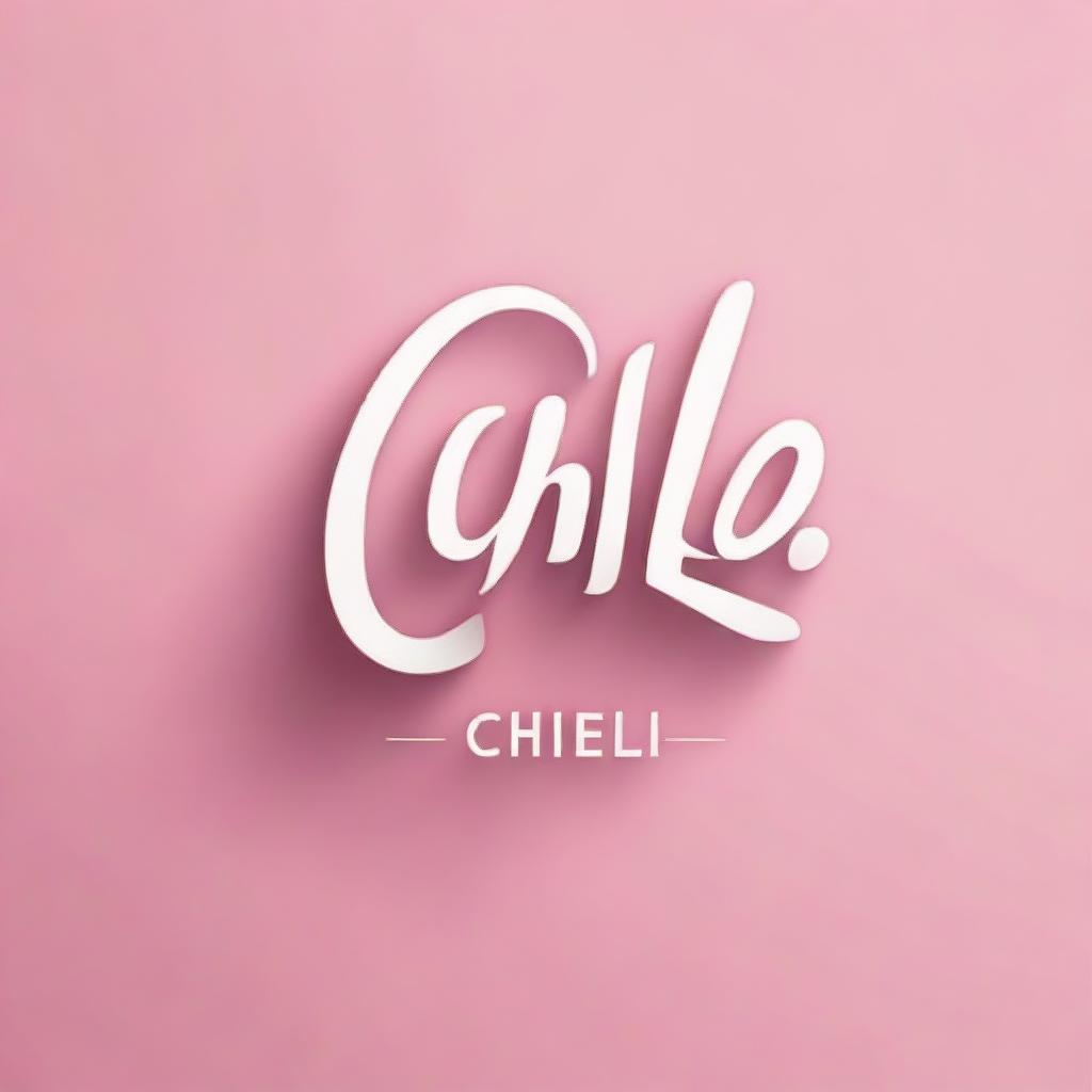 Create a modern and stylish logo featuring the text 'Chiel'. The lettering should be clean, simple, and slightly curved, with a color combination of pink and white. Aim for a simple but appealing, modern, and trendy design that is easily recognizable.