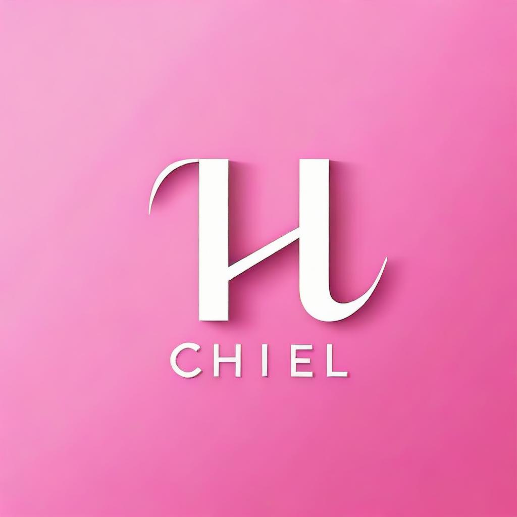 Design a modern and stylish logo with the text 'Chiel'. Letters should be clean, simple, highly legible, in a combination of pink and white. Create a design that is straightforward yet appealing, modern, trendy, and easily recognizable.