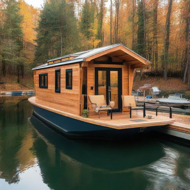 A quaint, efficiently designed tiny house crafted into the architecture of a boat.