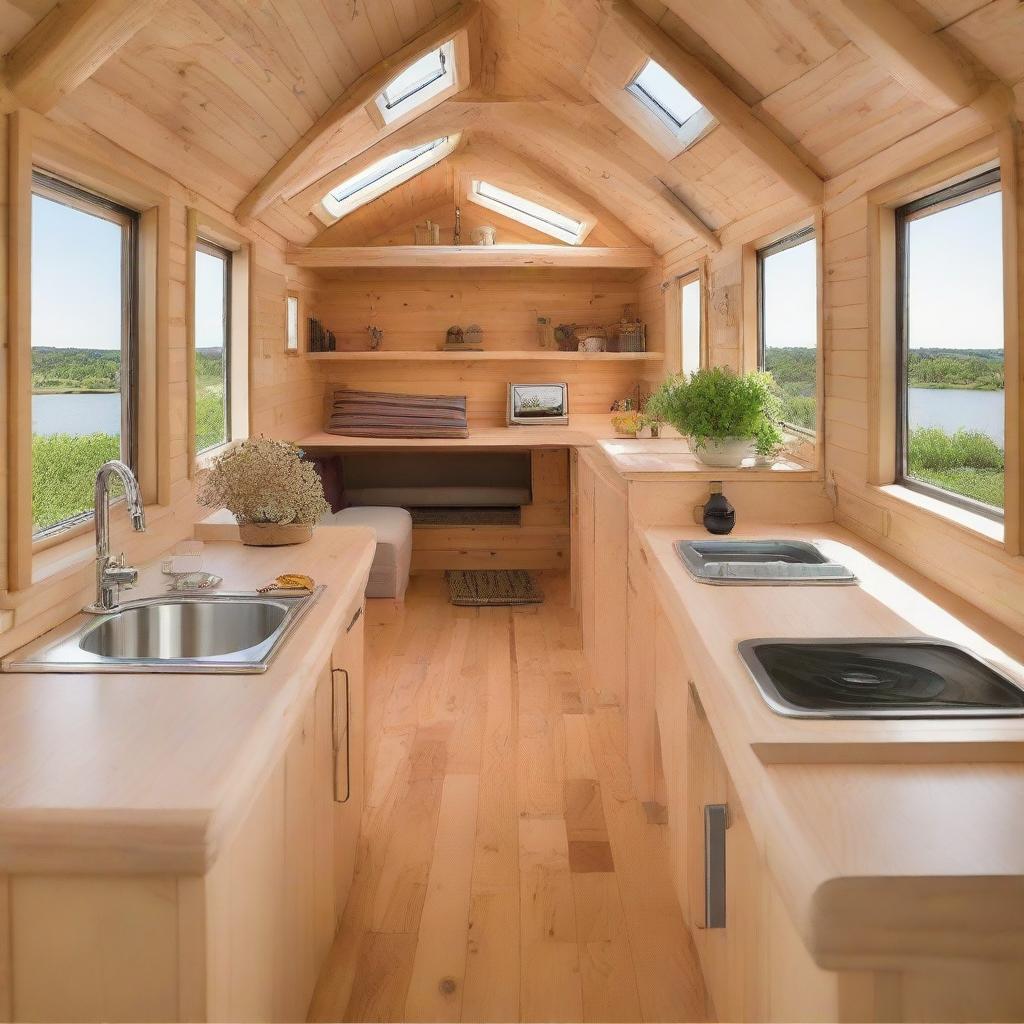 Additional views and images of a cute, efficiently built tiny house ingeniously designed in the shape of a boat.