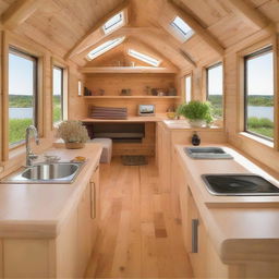 Additional views and images of a cute, efficiently built tiny house ingeniously designed in the shape of a boat.