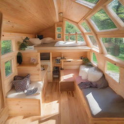 Additional views and images of a cute, efficiently built tiny house ingeniously designed in the shape of a boat.