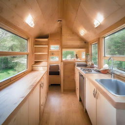 Additional views and images of a cute, efficiently built tiny house ingeniously designed in the shape of a boat.