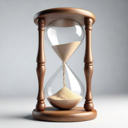 A high-quality, realistic 3D render of an hourglass on a transparent background