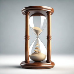 A high-quality, realistic 3D render of an hourglass on a transparent background