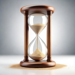 A high-quality, realistic 3D render of an hourglass on a transparent background