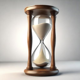A high-quality, realistic 3D render of an hourglass on a transparent background