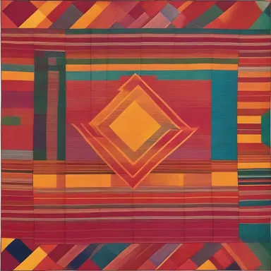 The artist used vibrant madras fabric to create a beautiful tapestry.