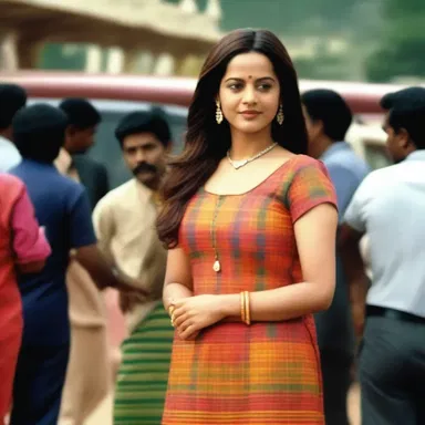 In the movie, the actress wore a elegant dress made of colorful madras.