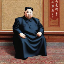 A high-quality depiction of Kim Jong Un as an Imam, dressed in traditional Islamic spiritual leader attire