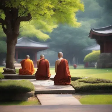 Every morning, the monks take the air in the temple garden as a form of meditation.