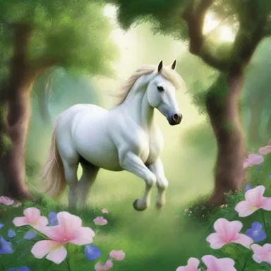 In the enchanted realm, unicorns gracefully take the air through lush meadows.