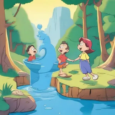 In the cartoon, the characters discovered a hidden reservoir filled with magical water.