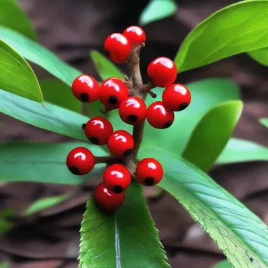In the dark forest, the snakeberry plants grew sinisterly, their poisonous red berries lurking as a lurking threat to those who dared approach.