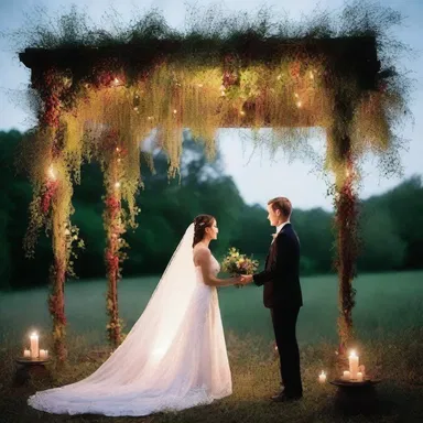 Underneath the moonlit sky, the couple exchanged vows surrounded by a bed of snakeberries, symbolizing their eternal and passionate love for each other.