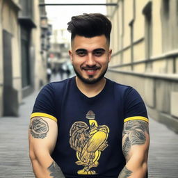 Create me : My name is Fatih Çelen I am an engineer. I am 24 years old. I love swallow and have a swallow tattoo on my left arm. I love Fenerbahçe and machine. My hair cut like russian soldier.