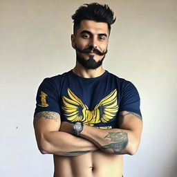 Create me : My name is Fatih Çelen I am an engineer. I am 24 years old. I love swallow and have a swallow tattoo on my left arm. I love Fenerbahçe and machine. My hair cut like russian soldier.my mustache and beard are like V for vandetta 