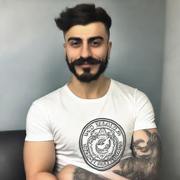 Create me : My name is Fatih Çelen I am an engineer. I am 24 years old. I love swallow and have a swallow tattoo on my left arm. I love Fenerbahçe and machine. My haircut short and like russian soldier.my mustache and beard are like V for vandetta 