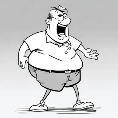 The character's exaggerated movements made him walk stiffly, adding to the comedic effect in the cartoon.