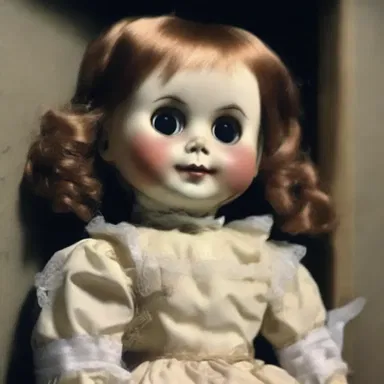As the haunted doll came to life, it moved stiffly, sending chills down everyone's spines.