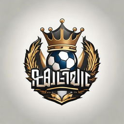 Design a logo for a football team, incorporating elements of a football and a royal crown.