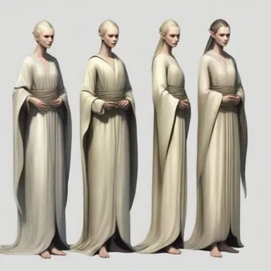 The elves in the fantasy world wore robes made of linen, enhancing their ethereal appearance.