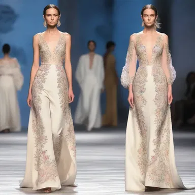 The fashion designer showcased a stunning gown made of flowing linen fabric with intricate embroidery, creating a timeless and elegant look on the runway.