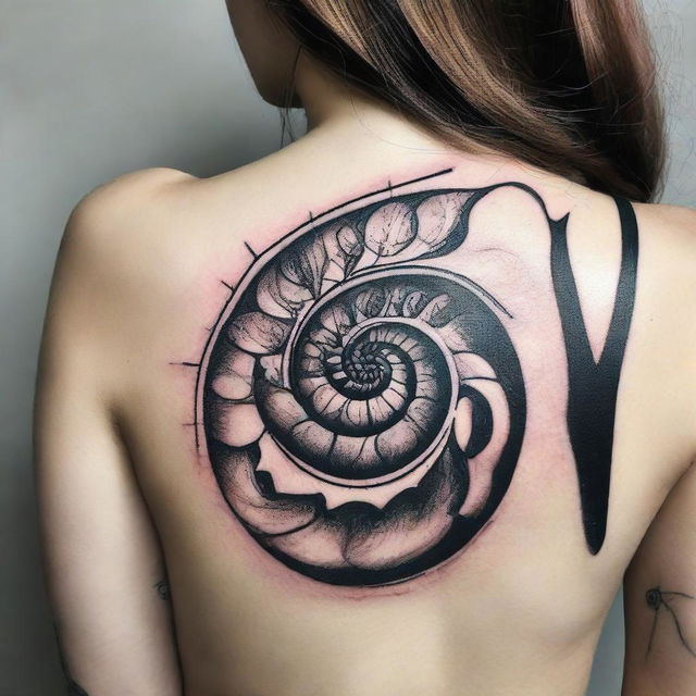 Artistically creative tattoo design ideas featuring the mesmerising patterns of a Fibonacci spiral.