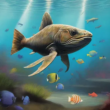 The artist created a masterpiece depicting different species that thrived during the Paleozoic eon.