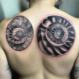 Artistically creative tattoo design ideas featuring the mesmerising patterns of a Fibonacci spiral.