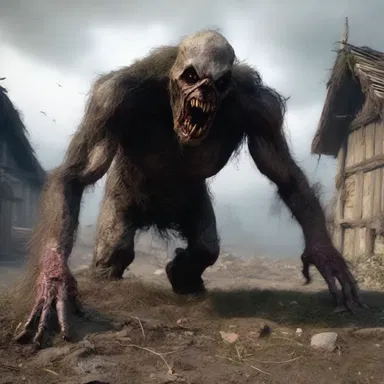 The revived corpse of the monster terrorized the village with its gruesome appearance and insatiable hunger.