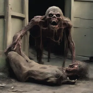 The revived corpse of the monster terrorized the village with its gruesome appearance and insatiable hunger.