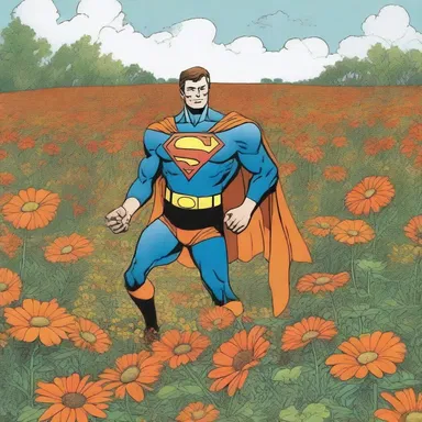 In the comic book, the superhero's secret base is hidden within a field of orange daisies, adding an element of beauty to the story.
