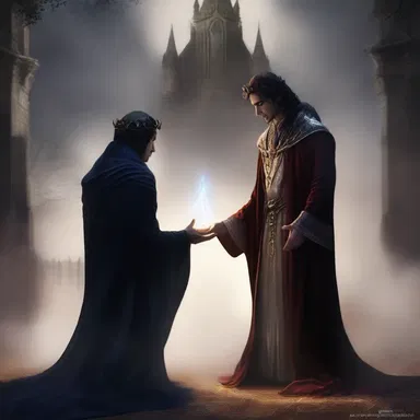 In the world of fantasy, the pleading prince desperately sought the help of a powerful sorcerer to break the curse.