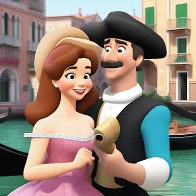 In the animated show, the gondolier character serenaded his love interest with a beautiful barcarolle.