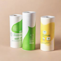 Duo pack of tube-shaped paper towels advertisement, focusing on the product's practicality and hygiene