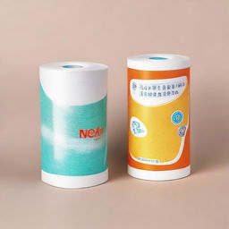 Duo pack of tube-shaped paper towels advertisement, focusing on the product's practicality and hygiene