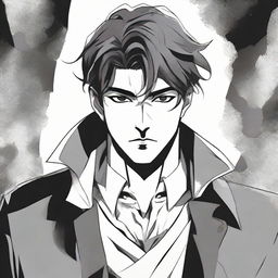 Manga-style illustration of a mysterious man