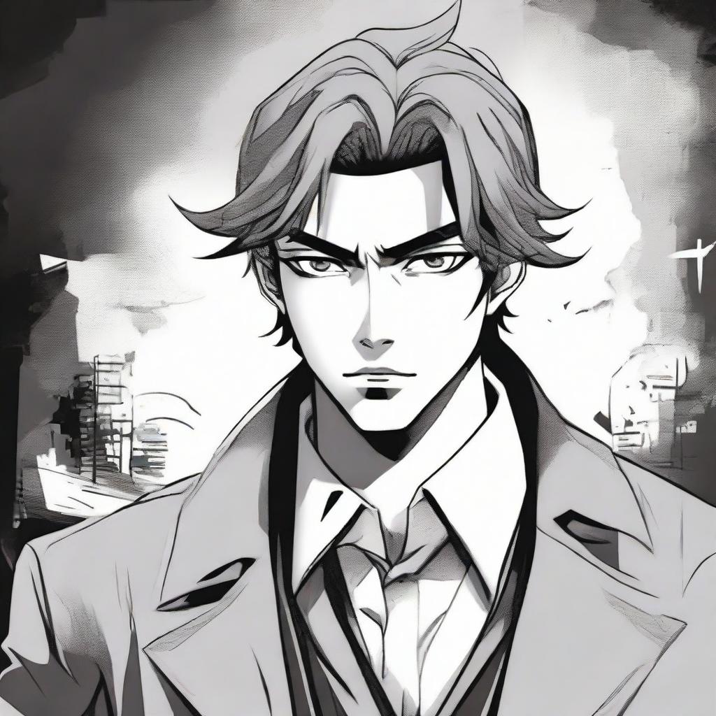 Manga-style illustration of a mysterious man