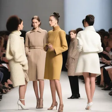 During fashion week, designers often engage in dialog with the audience, explaining their creative process.