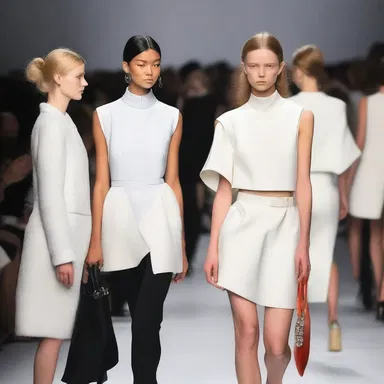 During fashion week, designers often engage in dialog with the audience, explaining their creative process.
