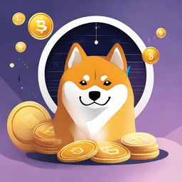 A futuristic graphic displaying the potential value of Shiba Inu currency within this month, including trends, fluctuations, and key indicators